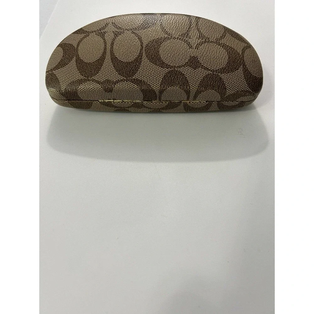 Coach Signature C Monogram Tan Brown Hard Clamshell Eye Glasses Sunglasses Case - Picture 11 of 11